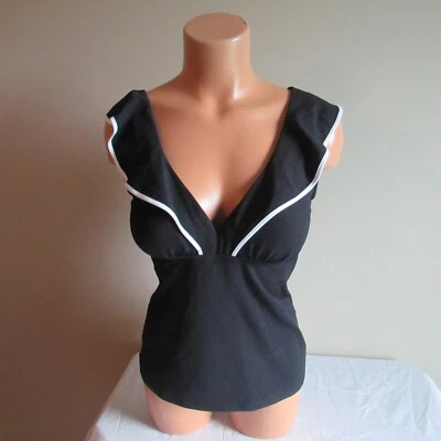 Tommy Bahama Island Cays Cabana Volantes OTS Tankini Natación Top Negro X-Grande Nuevo con Etiquetas Foto 1 de 4