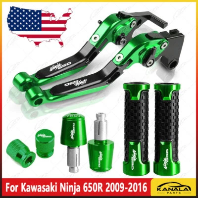 NEW Handle Grips Cap Brake Clutch Levers Sets For KAWASAKI NINJA 650R 2009-2016 Foto 1 de 4