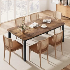 78.7" Industrial Long Wooden Kitchen Table with Sturdy Metal Frame for 6-8 Peopl - Picture 1 of 36