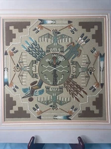 Vtg Navajo Indian American Sand Painting Keith Silversmith “Monster Slayer” - Picture 1 of 10