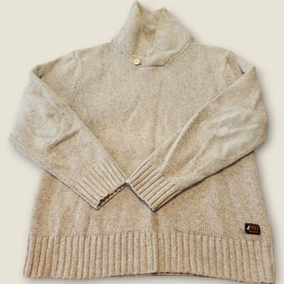 Nautica Men's L Taupe Long Sleeve Silk Blend Pullover Shawl Collar Sweater - Image 1 of 4