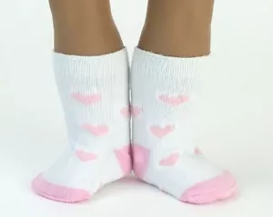 Rosa Herz Druck Kniestrümpfe passt 18 Zoll American Girl Puppen - Bild 1 von 2