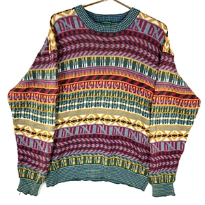 Vintage Izod Grandpa Knit Sweater Size Medium Multicolor Patterned - Picture 1 of 3