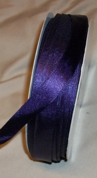 10 Yards DARK PURPLE DOUBLE FACE SATIN WIRE EDGE RIBBON  3/4" W - Image 1 of 1