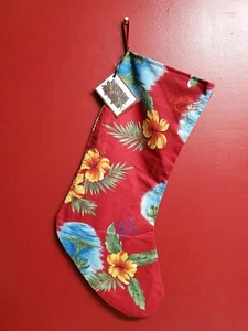 Medias de Navidad Hechas a Mano Hibisco Palmera 20" Tropical Hawaiano Reciclado - Imagen 1 de 9