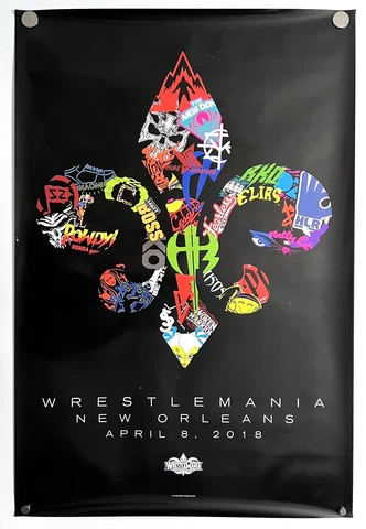 WWE WRESTLEMANIA 34 Official 24x36 Logo Poster JOHN CENA roman reigns WWF Cover