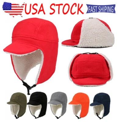 Winter Thermal Beanie Hat Ski Skull Cap Mens Women Fleece Hat Cap with Ear Flap - Image 1 of 4