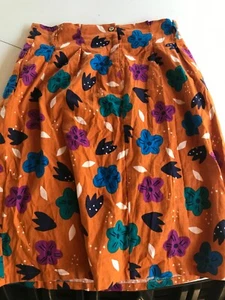 princess highway size 14 skirt mustand yellow with floral pattern. cotton/linen - Picture 1 of 4