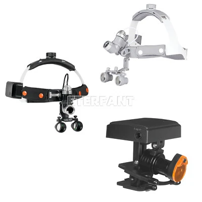 Lupas binoculares diadema dental ETERFANT 3,5X-R + faro de 10 W/luz LED de 5 W Foto 1 de 4