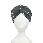 Grey Twisted Polka Dot Women's Turban Headband Hairband, Wide Yoga Headband