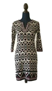 white house black market womens tunic dress sz XXS stretchy embroidered v neck  - Picture 1 of 11