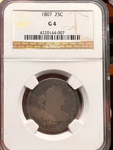 1807 Draped Bust Silver QUARTER NGC G4 - Picture 1 of 10