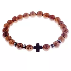 Natural Beads Cross Bracelets Meditation Prayer Bead Bracelet Women Jewelry - Bild 1 von 8