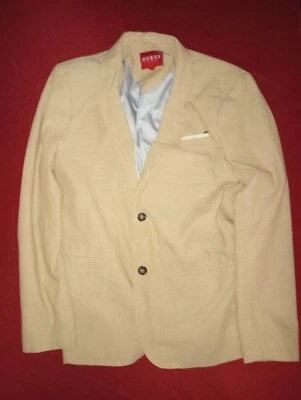 Blazer deportivo Guess para hombre color tostado abrigo bolsillos laterales, ventilación a rayas TALLA GRANDE  Foto 1 de 2