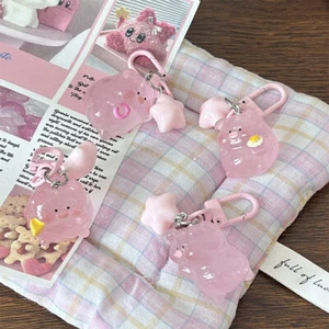 Luminous Jelly Pig Resin Keychain Pentagram Keyring For Girls Backpack PendaJO - Picture 1 of 10