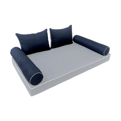 |SLIPCOVER ONLY| S4 Outdoor Bolster Cushion Covers Contrast Trim Twin AD101