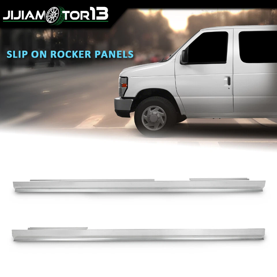 Fit For 1992-2014 Ford E150 E250 Econoline Slip On Rocker Panels Galvalume - Image 1 of 4