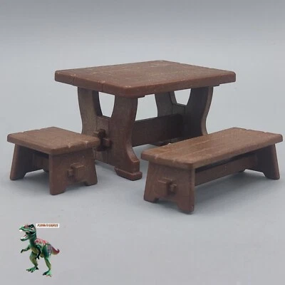 Playmobil ensemble salle à manger médiévale-table et chaises couleur bois-châ... - Photo 1/2