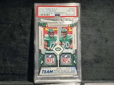 2022 Rookies & Stars - Team Duals SHIELD Garrett Wilson, Breece Hall ONE OF ONE - Image 1 of 3