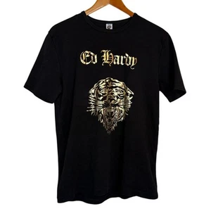 Camisa Ed Hardy Mujer XXL Negra Y2K Tigre EH Estampado Dorado Ropa de Calle Tatuaje Años 2000 - Imagen 1 de 6