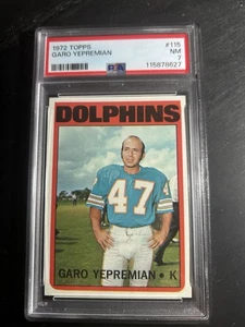 1972 Topps #115 Garo Yepremian PSA 7 Miami Dolphins - Imagen 1 de 2
