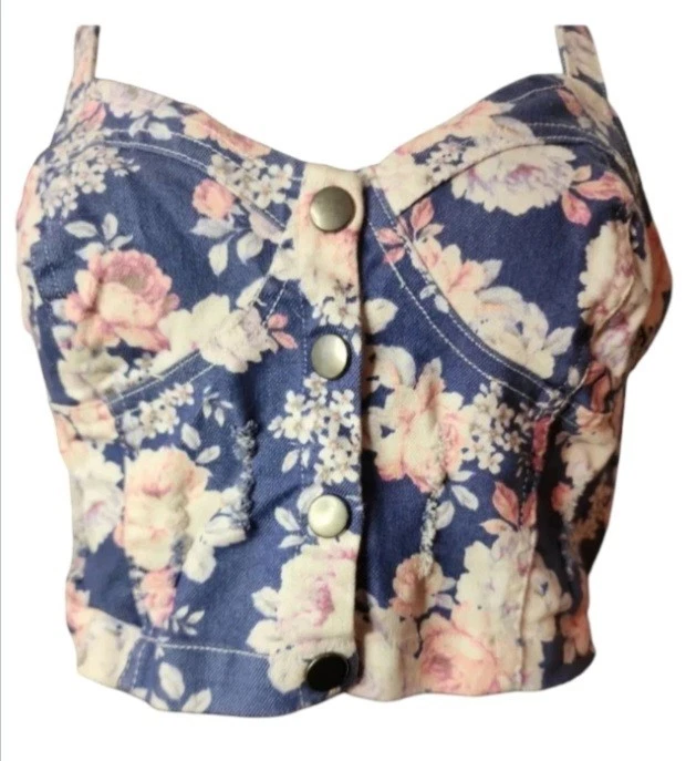 Bustier Denim Estampado Floral Nollie Talla Grande Festival Coachella Niña Usado en Excelente Condición Foto 1 de 4