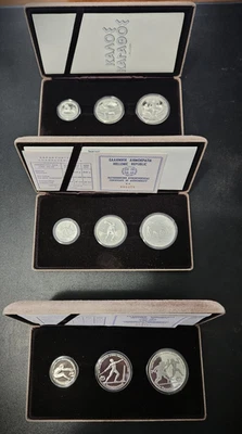 Grecia 1981-1982 XIII Juegos Paneuropeos Prueba Juego de 9 Monedas de Plata. Foto 1 de 4