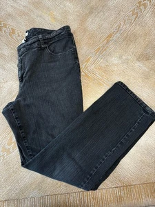 Chico’s Black Platinum Jeans Sz 3 Mid Rise Waist 38” Inseam 29.5” Cotton - Picture 1 of 7