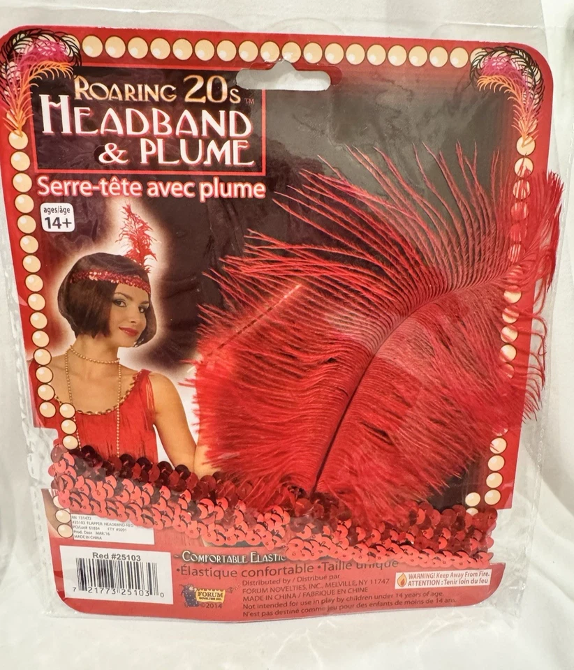 Forum Novelties Adult  Red Roaring 20`s Headband & Plume - Image 1 of 1