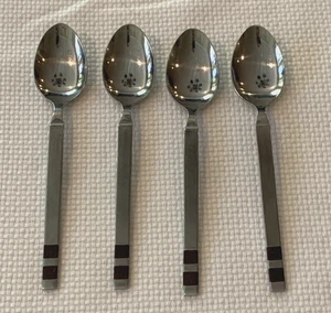 4 Rogers (Stanley Roberts) Crosspoint Edelstahl Teelöffel MCM Holz Intarsien Japan - Bild 1 von 6