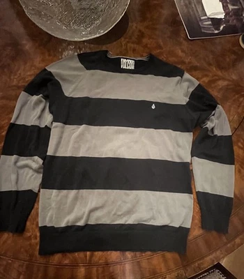 Volcom Vintage Sweater Sweatshirt Men's Size L navy and grey striped  - Image 1 of 4
