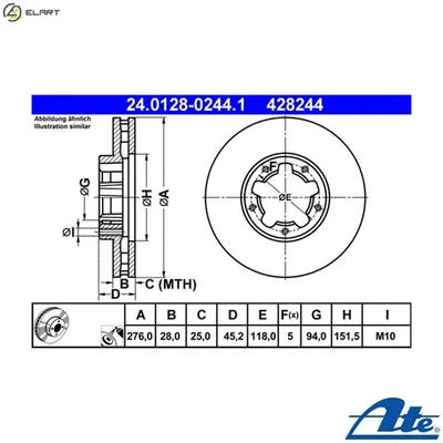 2x BRAKE DISC 24.0128-0244.1 FOR NISSAN CABSTAR/NT400 YD25K3LD-5HO/5MI 2.5L 4cyl - Image 1 of 4