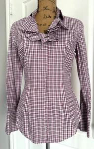 Hawes & Curtis Abotonado Rojo Verde Cuadros Navidad Volantes Reino Unido 10 Algodón Ajustado - Imagen 1 de 7