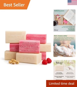Luxurious Goat Milk Soap with Raspberry, Pack of 8, 6.6 OZ - Silky Smooth Skin - Picture 1 of 11