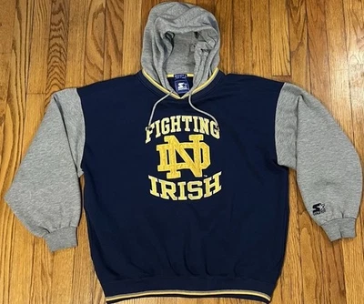 VTG Starter Notre Dame Fighting Irish Stitched Hoodie Sweatshirt Mens Large - Image 1 of 4