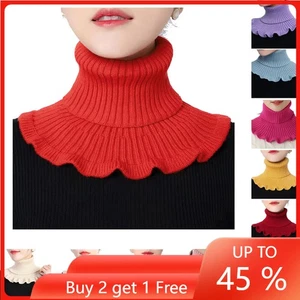 Knitted Fake Collar Scarf Women Turtleneck Knitted False Fake Collar Detachable - Picture 1 of 39
