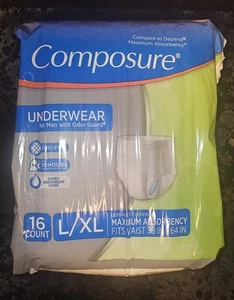 Composure Underwear for Men Size L/XL - Firs 38-64” - Maximum Absorbency - 16ct - Picture 1 of 6
