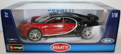 Burago 1/18 Scale 18-11040R - Bugatti Chiron - Red & Black - Imagen 1 de 4