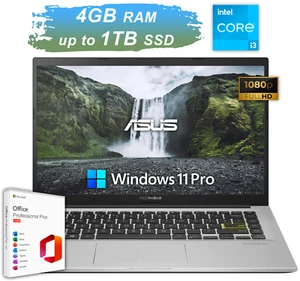 ASUS Vivobook Laptop 14" FHD Intel i3 Upto 3.4 GHz 4GB RAM & 1TB SSD Office 2024 - Picture 1 of 9