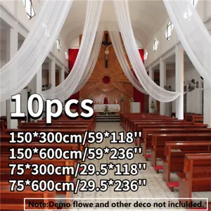 10x Hochzeit Drapierung Mitte Ring Decke Veranstaltungsort Gardine 3M/6M Chiffon Dekoration - Bild 1 von 27
