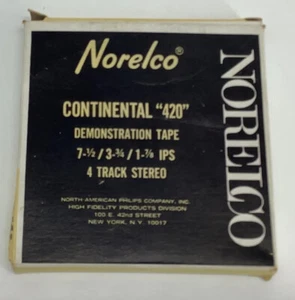 Norelco continental “420” demonstration tape 7-1/2 3-3/4 1-7/8 IPS 4 track - Imagen 1 de 11