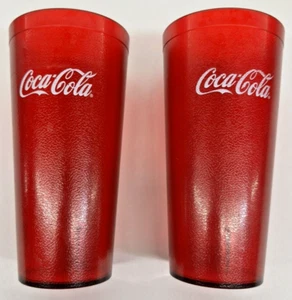Lot of 2 - Coca Cola Red Plastic Model 5224 Restaraunt Tumblers/Cups - Carlisle - Picture 1 of 4