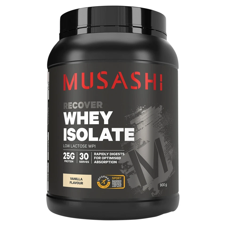 New Musashi Recover Whey Protein Isolate Vanilla 900G Low Lactose WPI - image 1 of 1