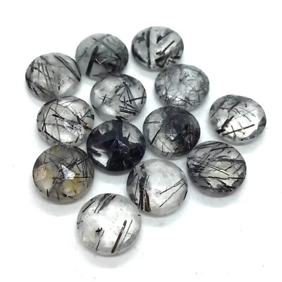 Cut Black Rutile Round AAA Natural Loose Gemstone For Making All Type Jewelry - Image 1 of 4