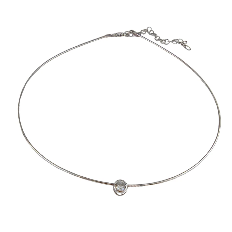 Collana Punto Luce in Argento 925 con Zircone Brillante - Gioiello da Donna - Immagine 1 di 4