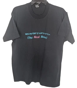 Vintage Single Stich Secretary Work School Tee-Shirt XL Made In U.S.A - Picture 1 of 5