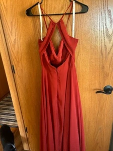 Azazie Bridesmaids Dress - Rust Chiffon Size A12! Only worn once! - Picture 1 of 3