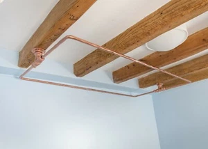 Shower Curtain Rod | Ceiling Mounted | Rectangular & Squarer | Copper Finish | - Picture 1 of 6
