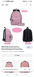 Anime Demonslayer Backpack Kimetsu Canvas Bag - Picture 1 of 10