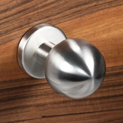 Maniglia Porta Acciaio Inox Knauf per Camera Pulsante di Casa Argento Sfera Ø 52 - Immagine 1 di 4